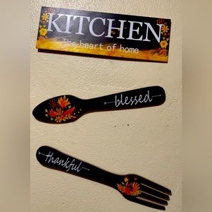 Kitchen the heart of the home sign with fork and spoon sign